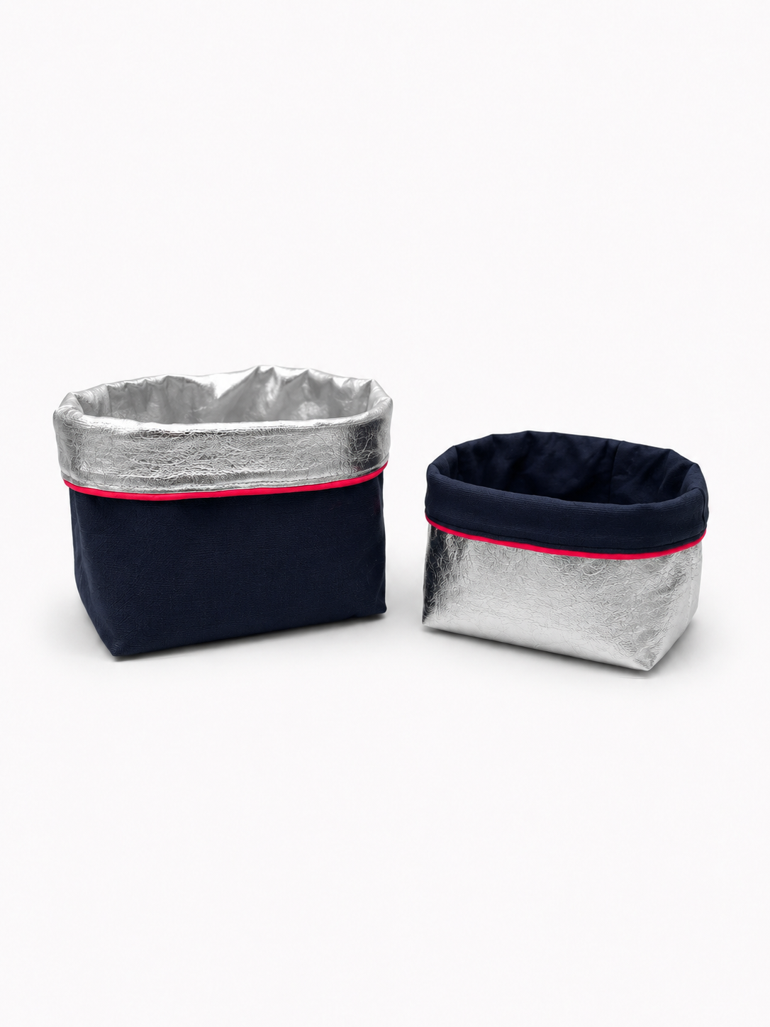 REVERSIBLE STORAGE POT | NAVY/SILVER