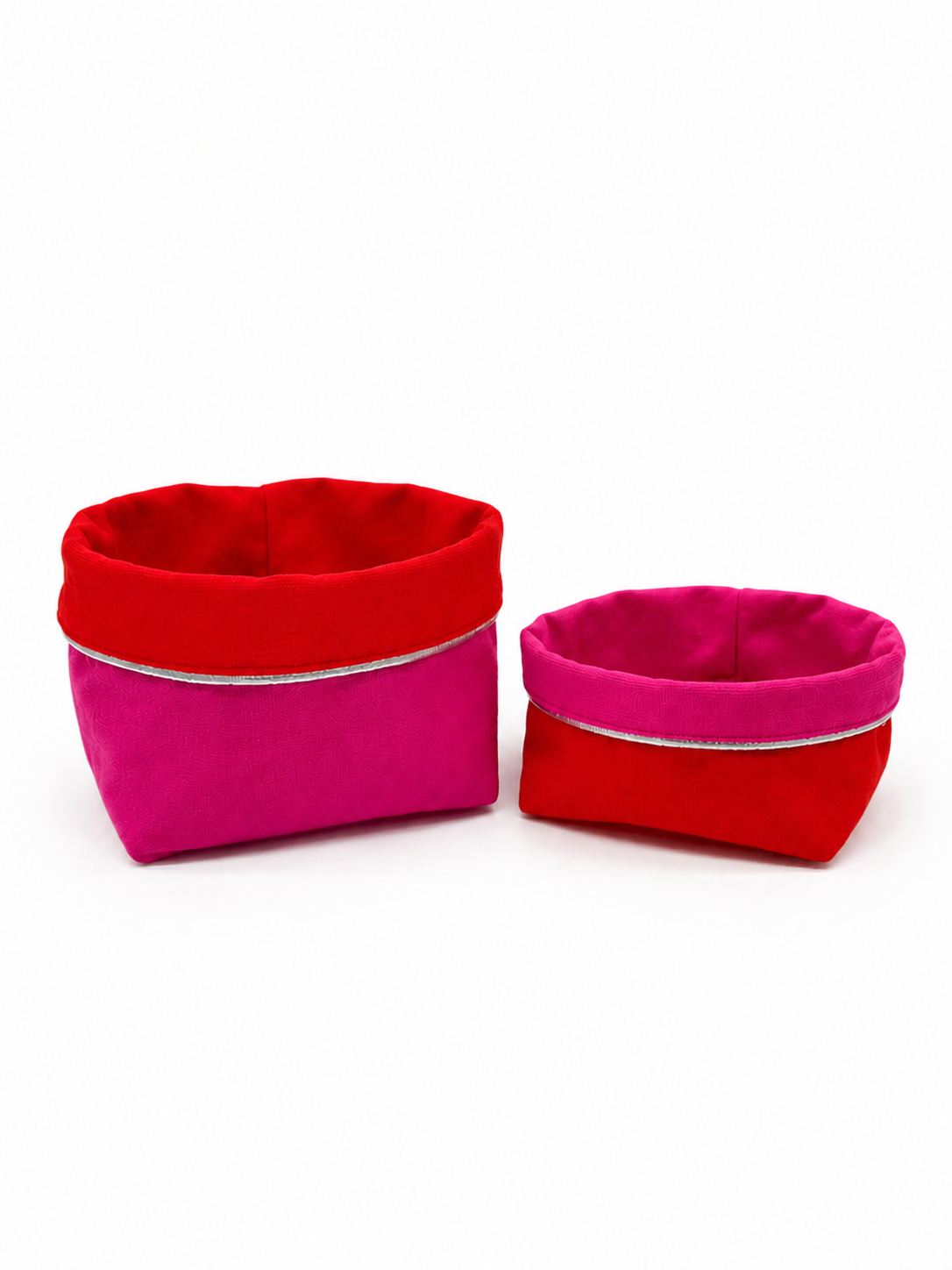 REVERSIBLE OLIVE FABRIC STORAGE POT | RED/PURPLE Cockatoo