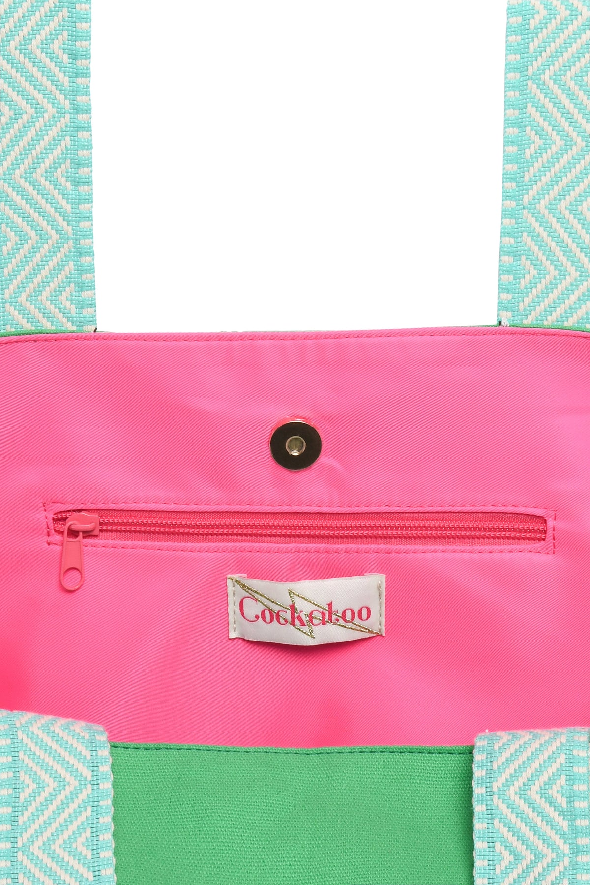 LARGE BRIGHT GREEN BEACH BAG Cockatoo