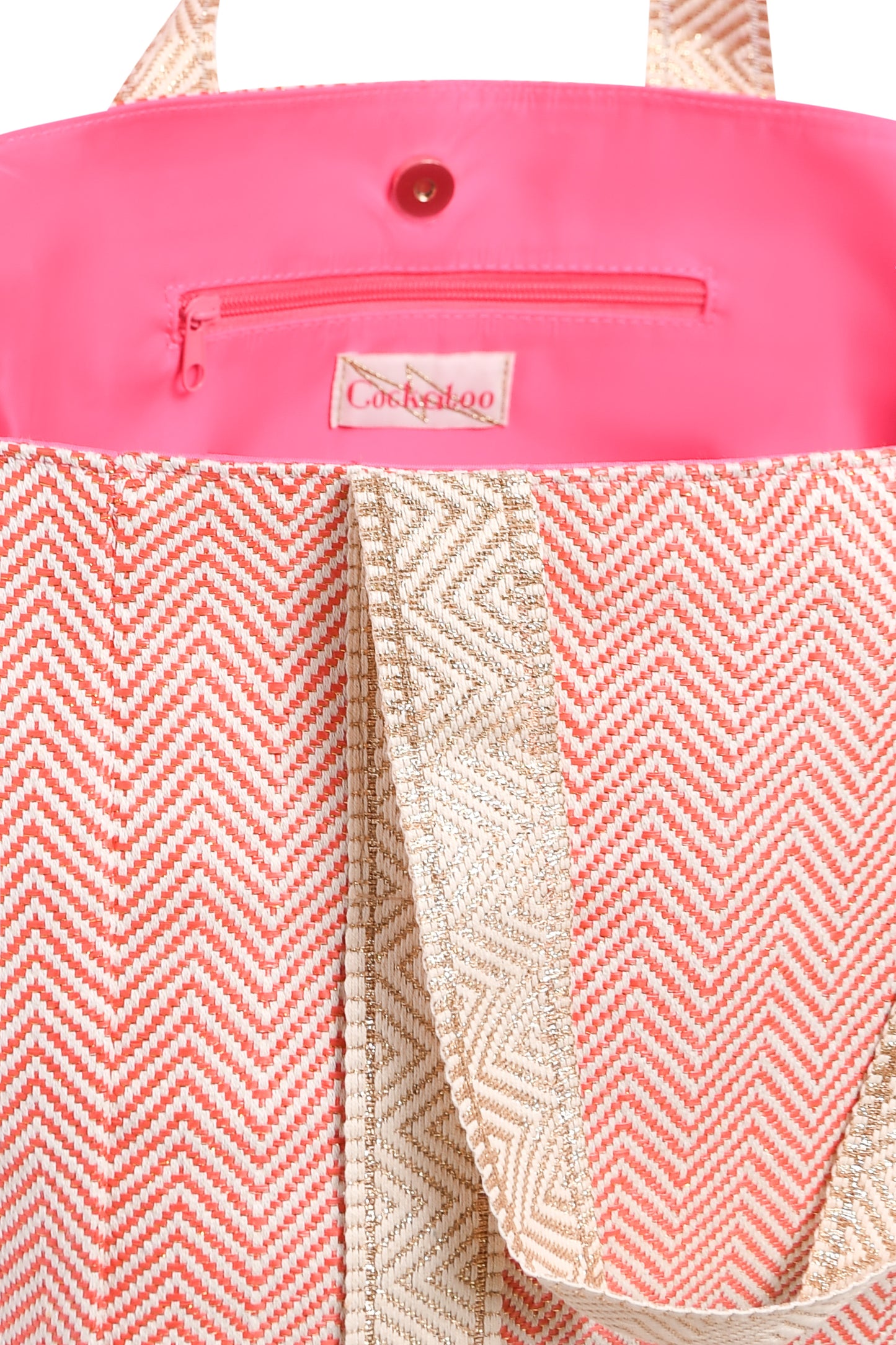 RED & GOLD ZIG ZAG BEACH BAG