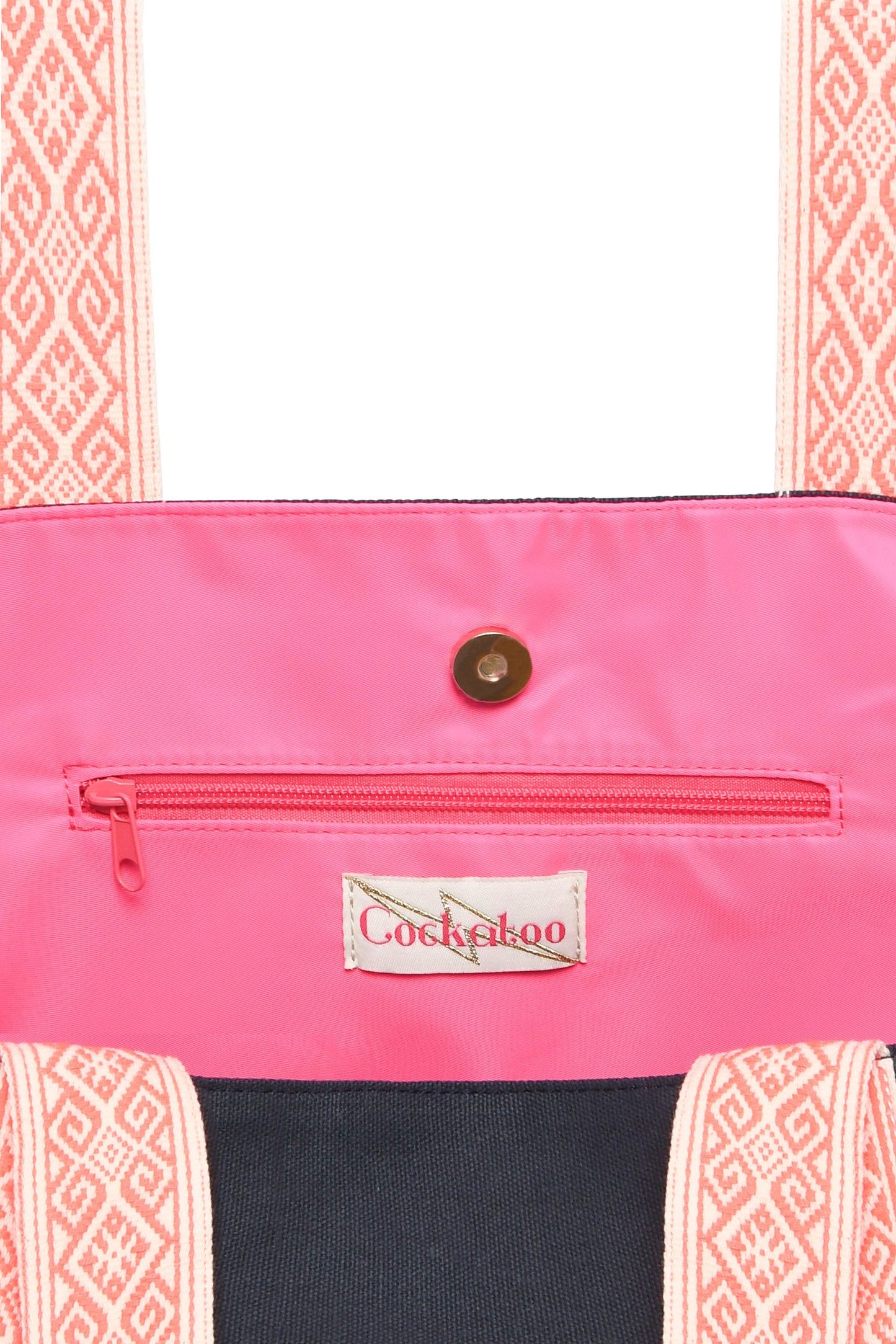 LARGE NAVY BEACH BAG Cockatoo