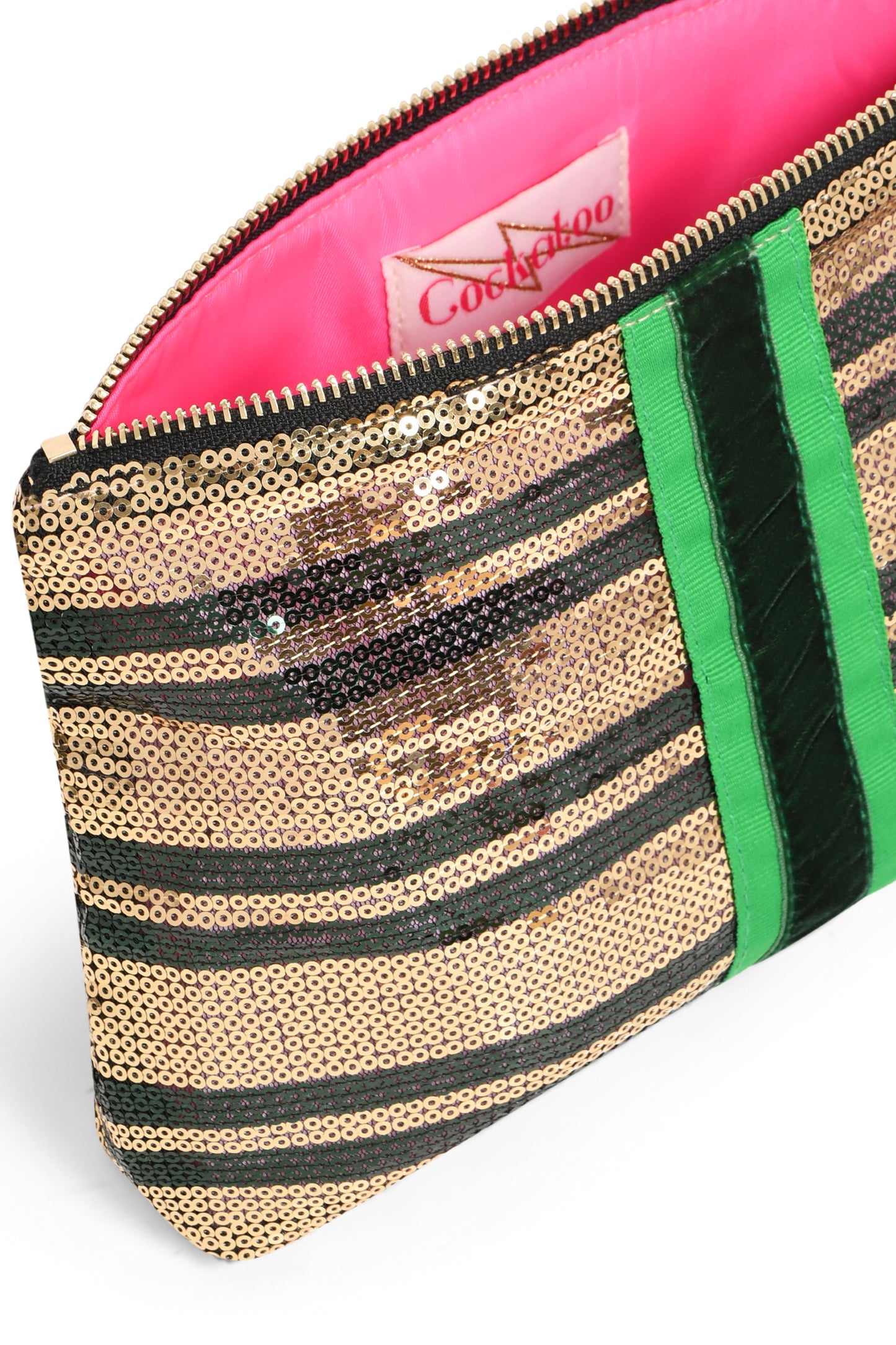 STRIPE SEQUINNED CLUTCH