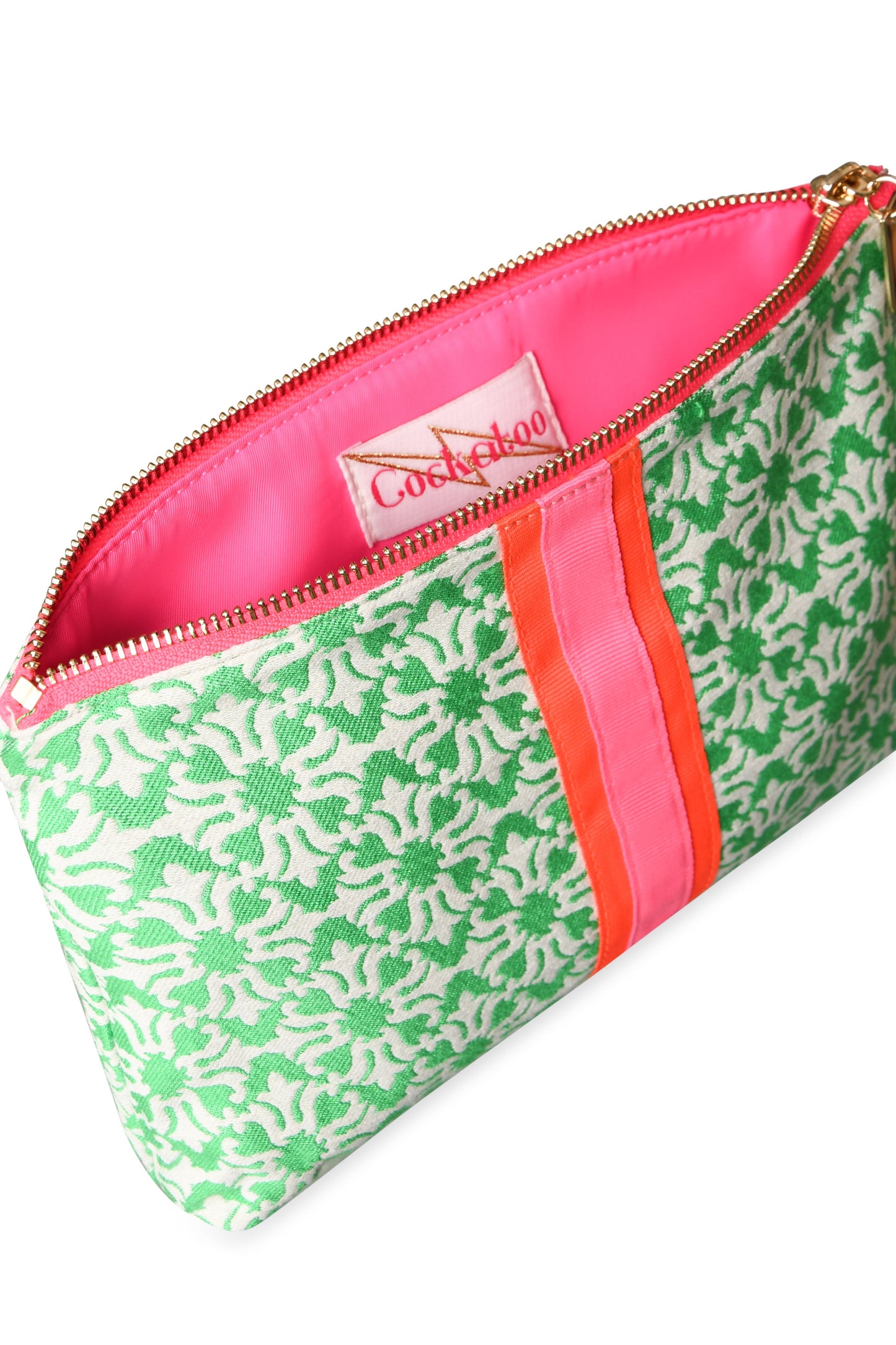 GREEN & CREAM WOVEN CLUTCH BAG Cockatoo