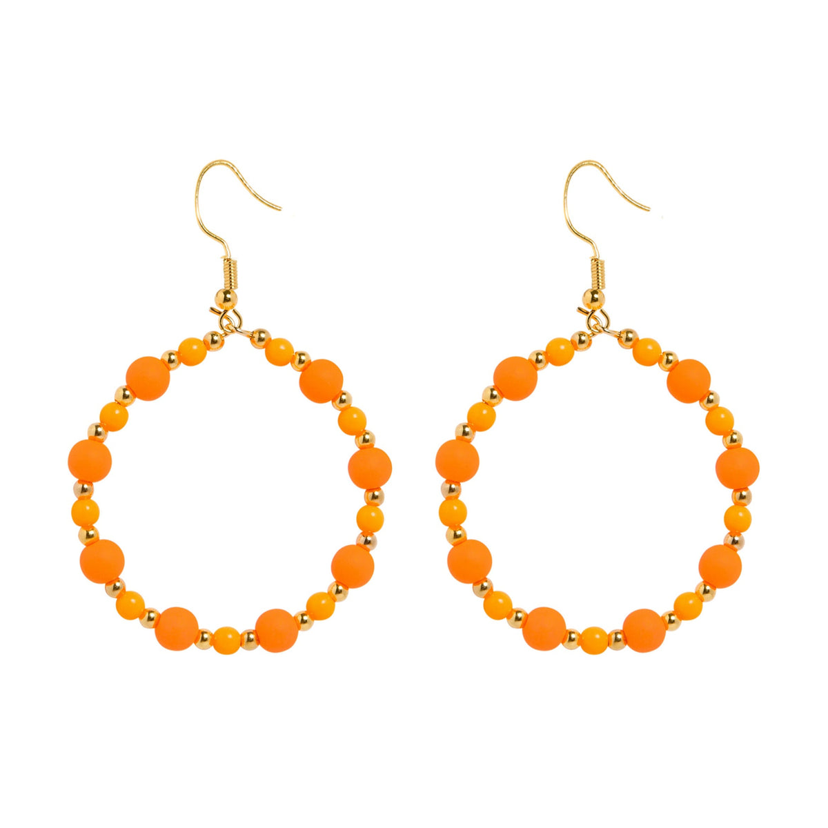 BEADED CIRQUE HOOPS - NEON ORANGE Cockatoo