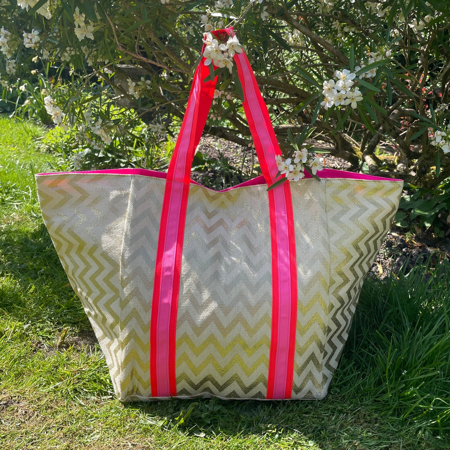 ZIG ZAG WITH PINK BEACH BAG