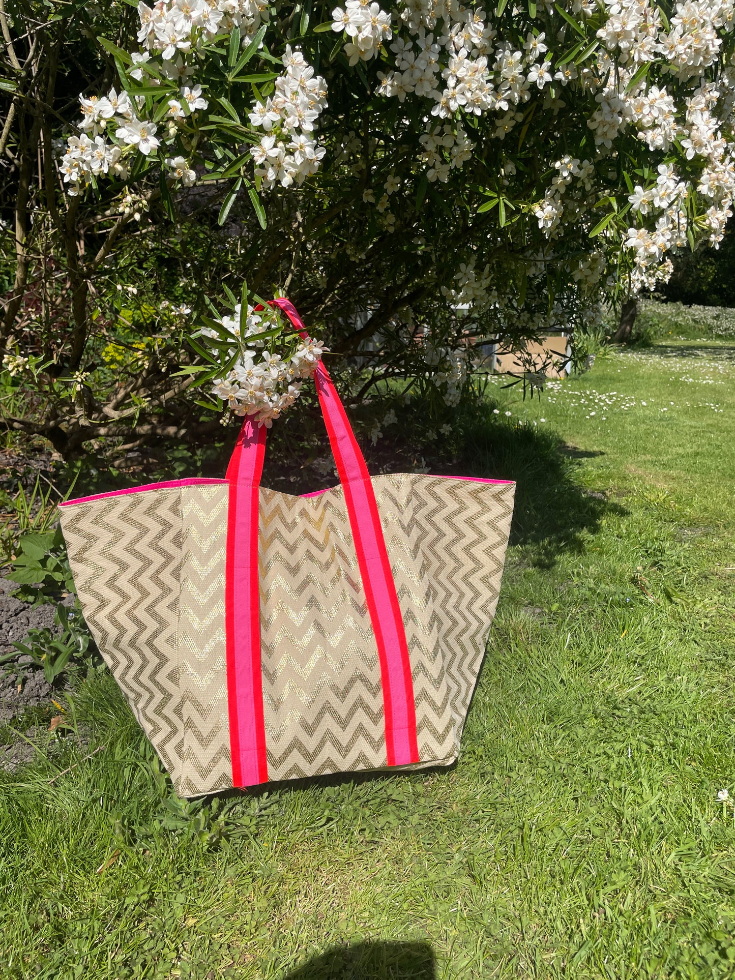 ZIG ZAG WITH PINK BEACH BAG
