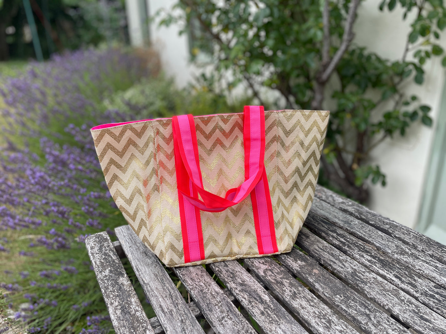 SMALL | KIDS GOLD ZIG-ZAG BEACH BAG