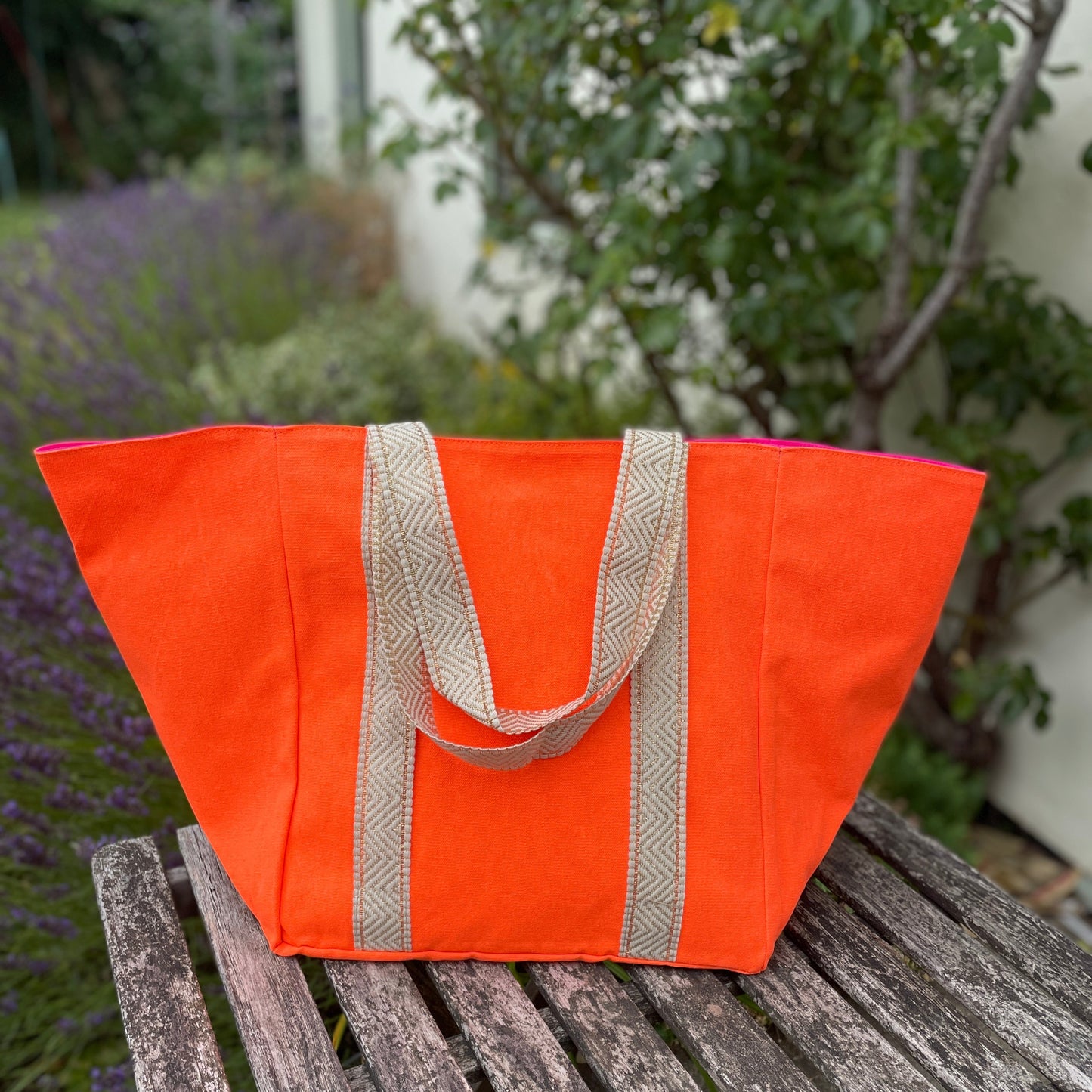 ORANGE & GOLD BEACH BAG