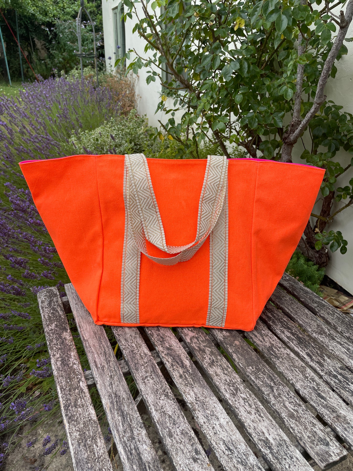 ORANGE & GOLD BEACH BAG