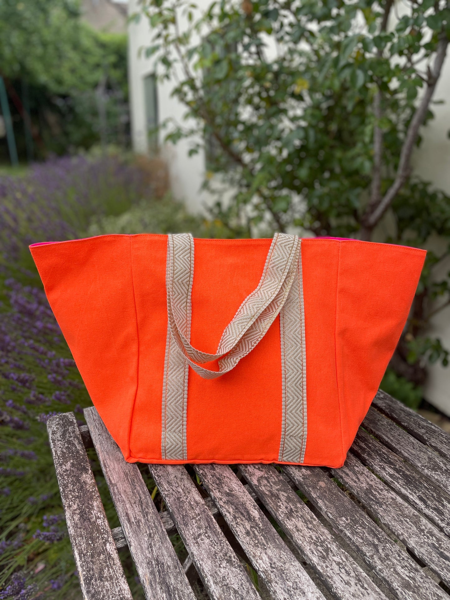 ORANGE & GOLD BEACH BAG