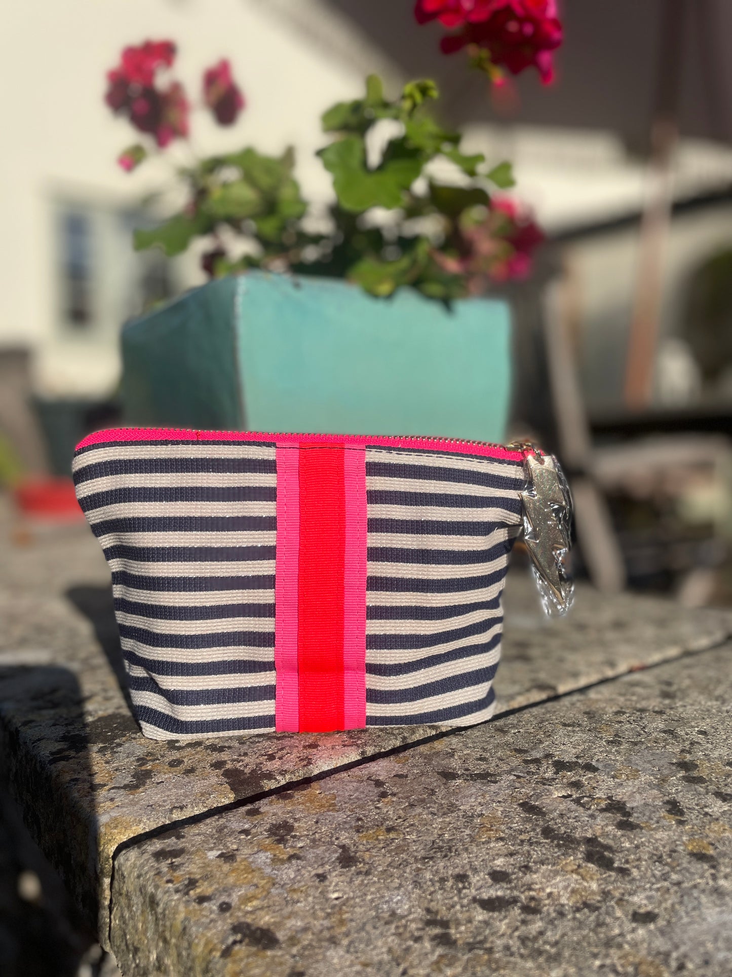 SMALL NAVY & CREAM STRIPED BAG