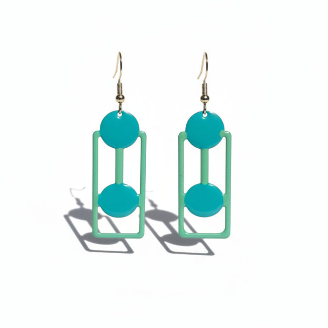 Turquoise Enamel Art Deco Earrings Cockatoo