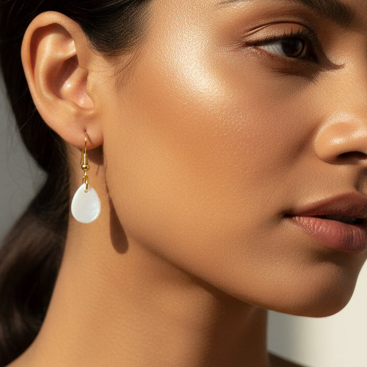 SMALL NATURAL SHELL TEARDROP EARRINGS