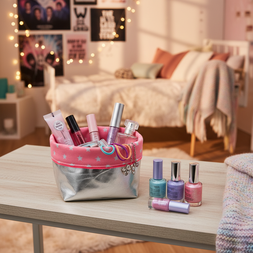REVERSIBLE OLIVE FABRIC STORAGE POT | PINK STAR/SILVER Cockatoo