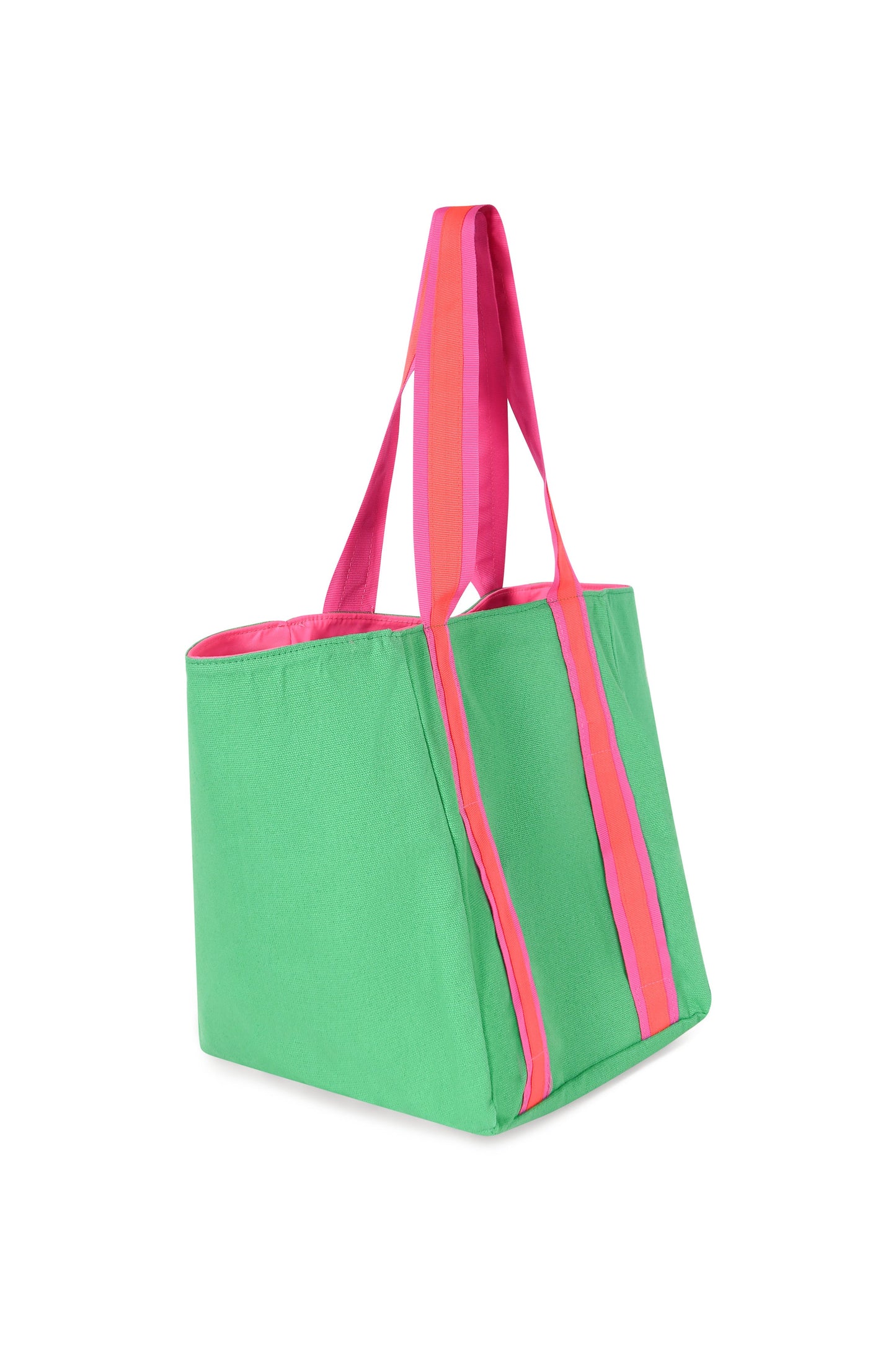 Small Kids Green/Pink Canvas Beach Bag Cockatoo