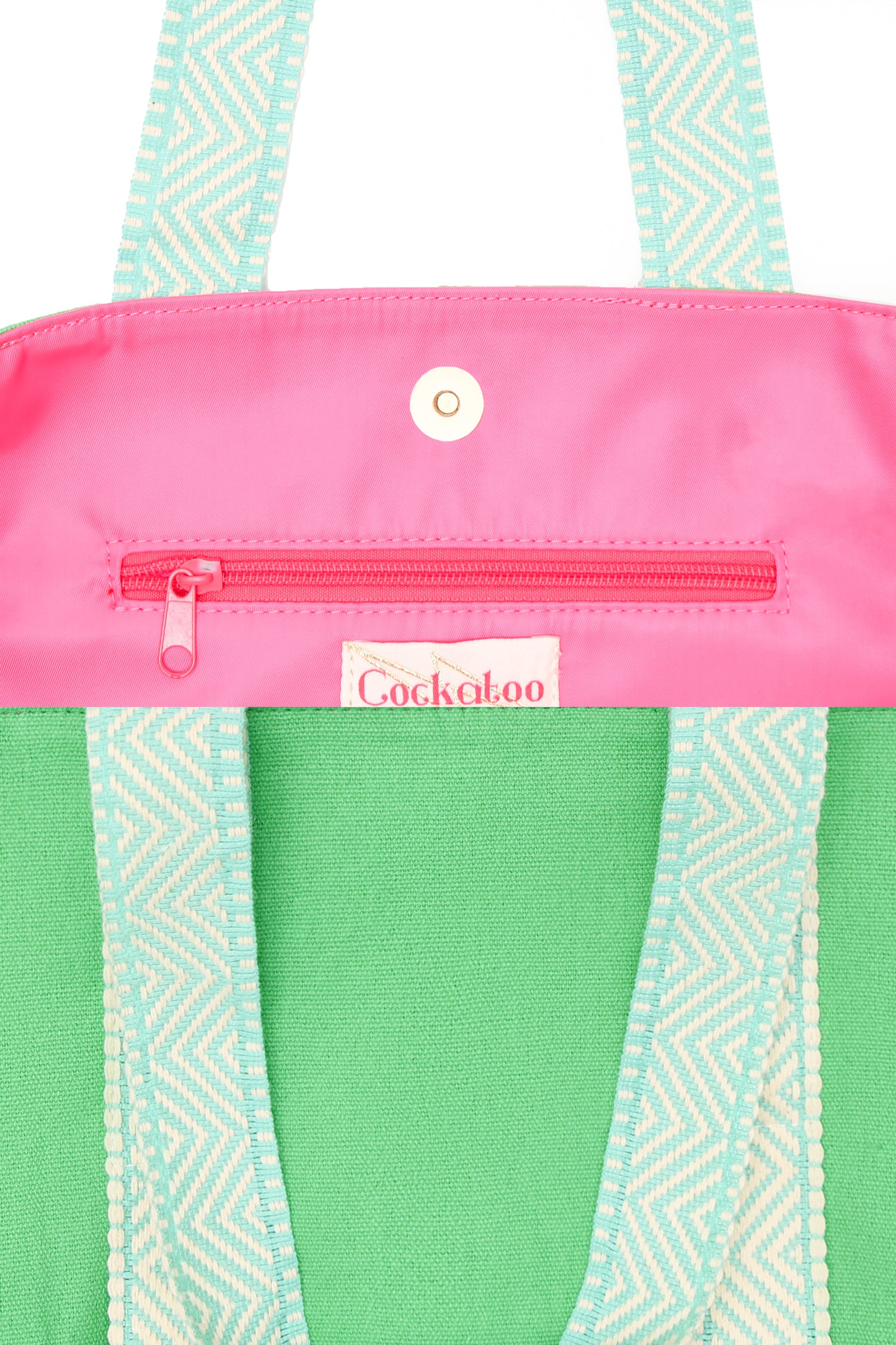 SMALL | KIDS BRIGHT GREEN BEACH BAG with TURQUOISE STRAPS
