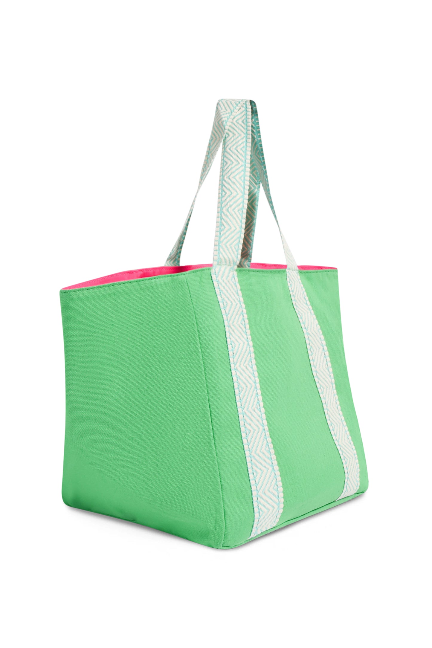 SMALL | KIDS BRIGHT GREEN BEACH BAG with TURQUOISE STRAPS