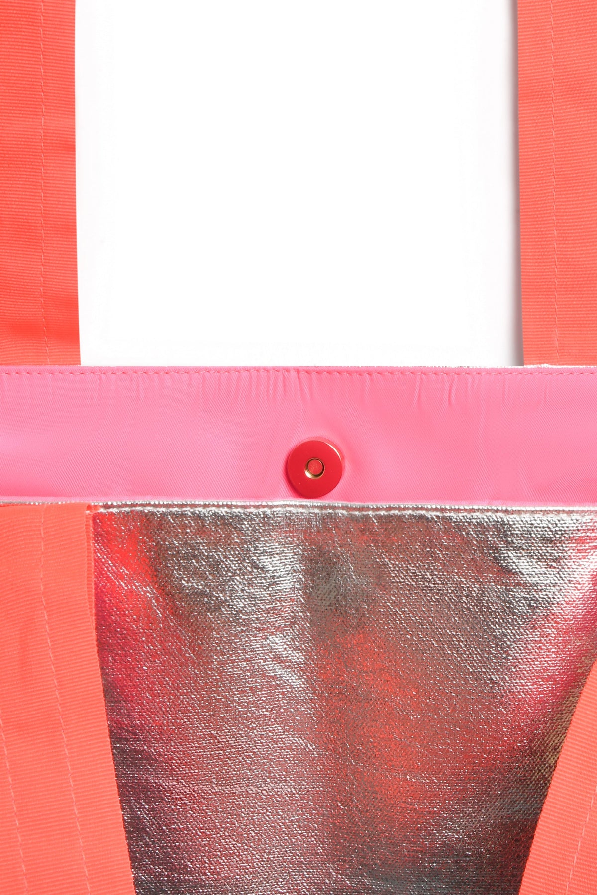 SHEENY SILVER BEACH BAG with NEON STRAPS Cockatoo