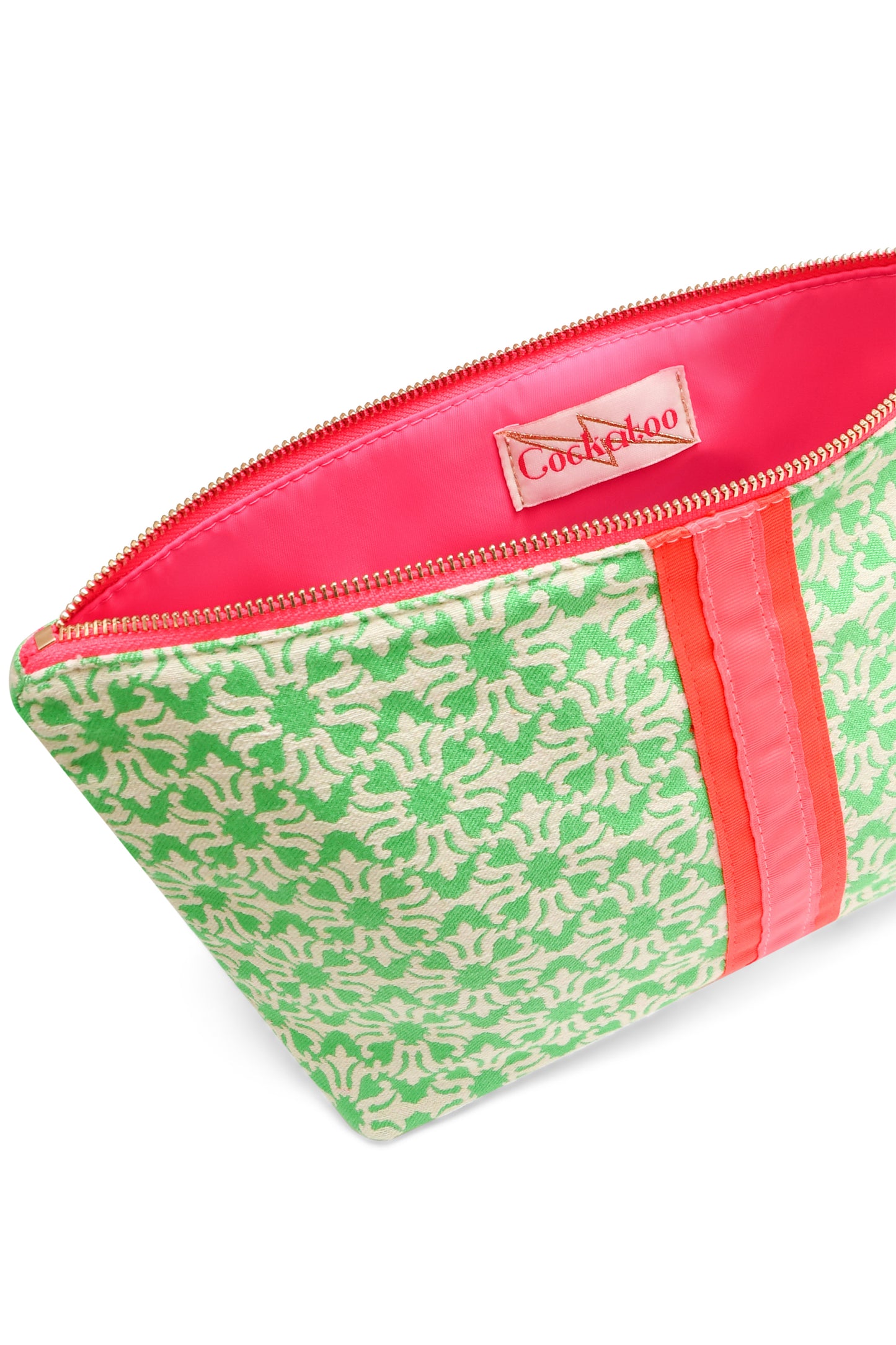 LARGE GREEN & CREAM BAG WITH STRIPE