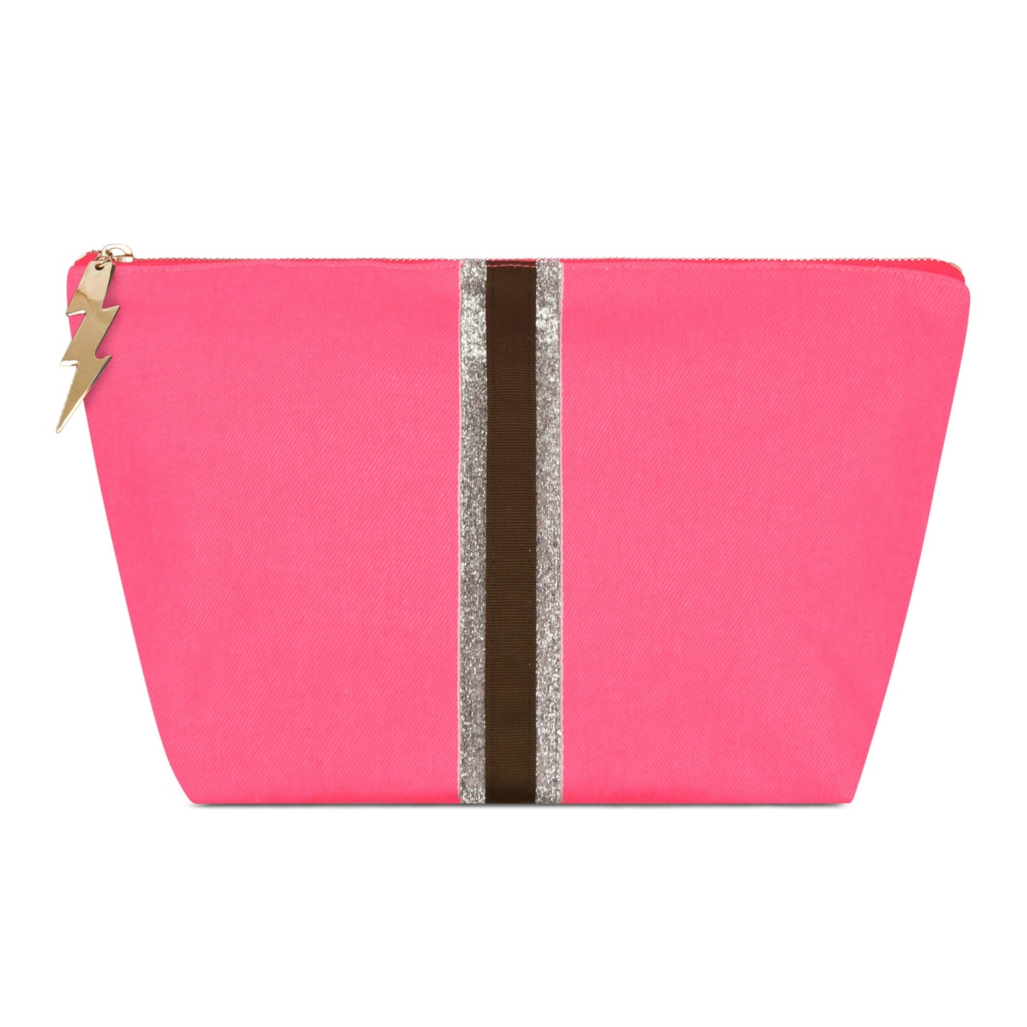 LARGE GLITTER STRIPE BAG. - HOT PINK