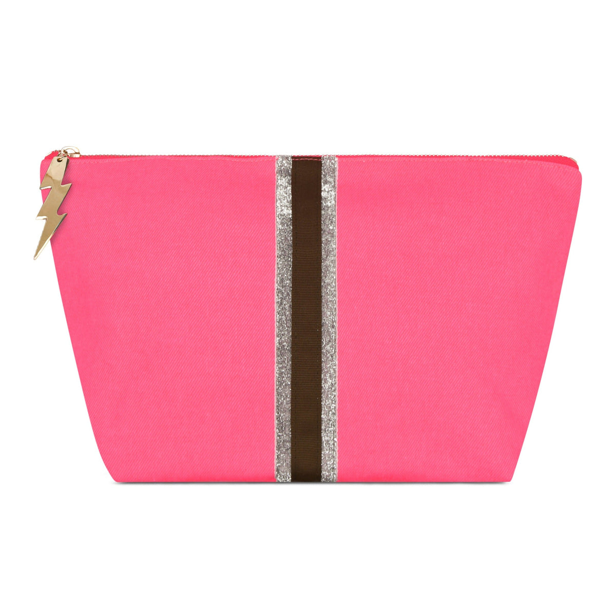 LARGE GLITTER STRIPE BAG. - HOT PINK Cockatoo