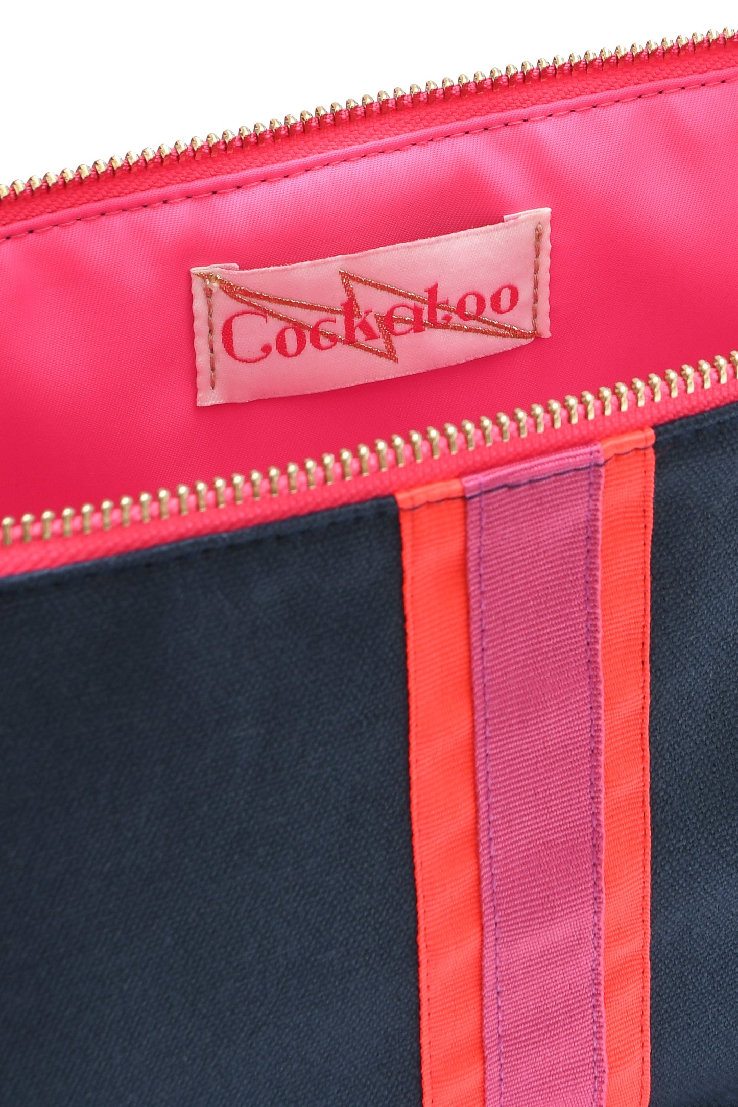 LARGE LUCKY STRIPE BAG - NAVY Cockatoo