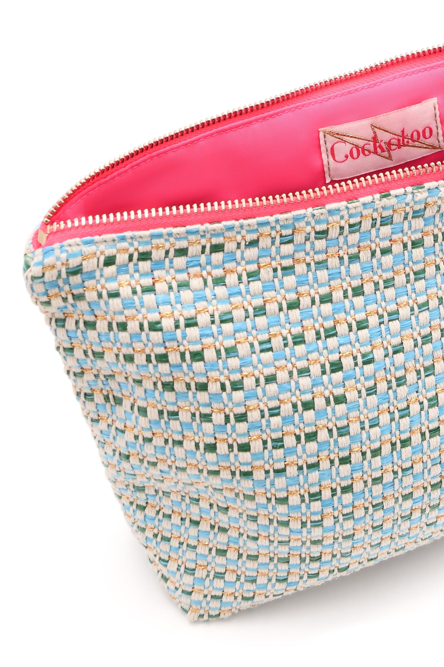 LARGE TURQUOISE WOVEN POUCH Cockatoo
