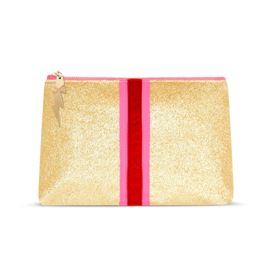 GOLD/PINK GLITTER CLUTCH BAG