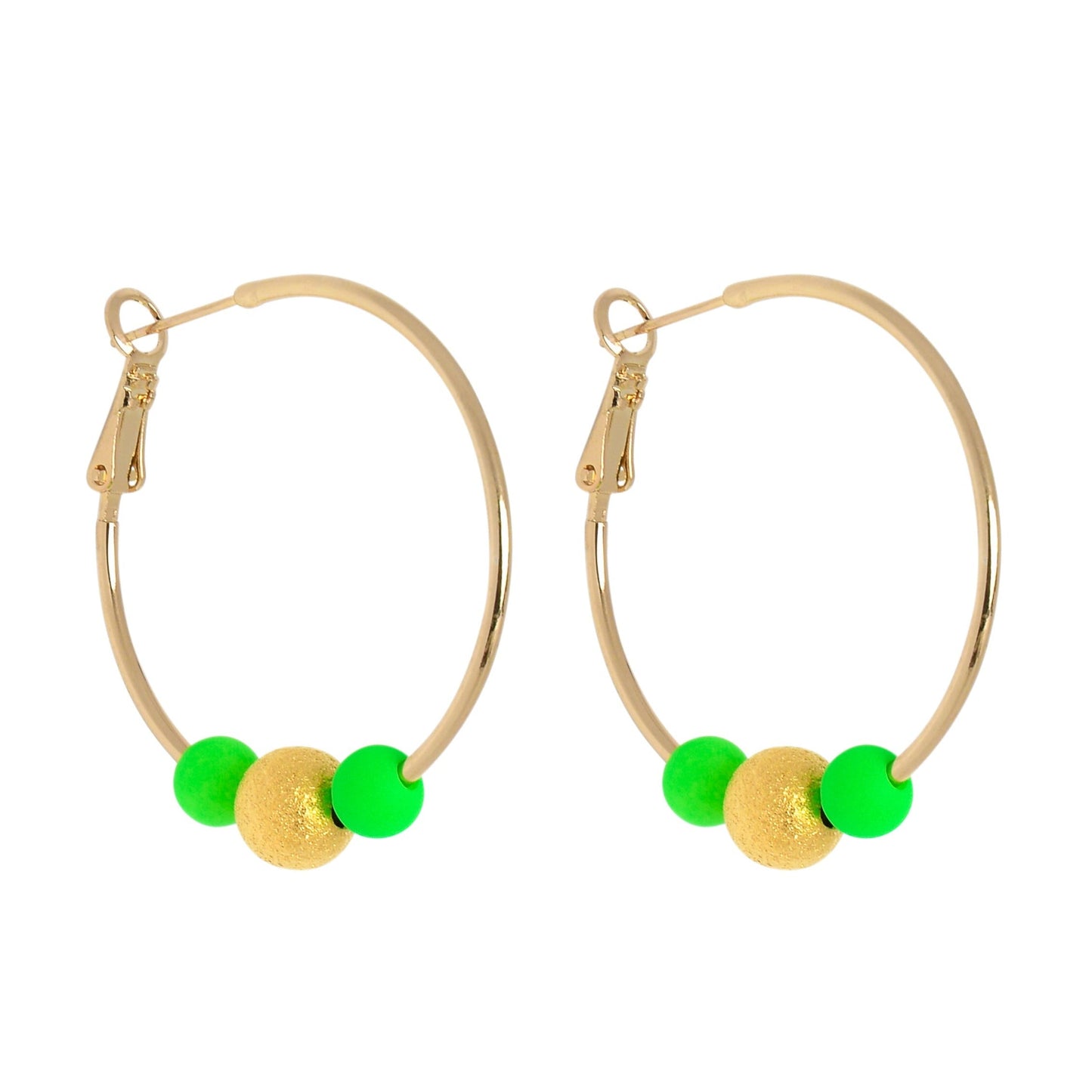 MEDIUM DISCO HOOPLA EARRINGS - GREEN/GOLD Cockatoo