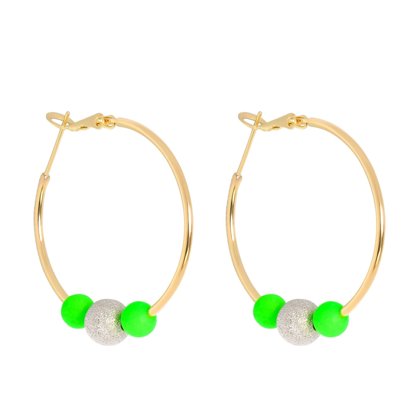 MEDIUM DISCO HOOPLA EARRINGS - GREEN/SILVER Cockatoo