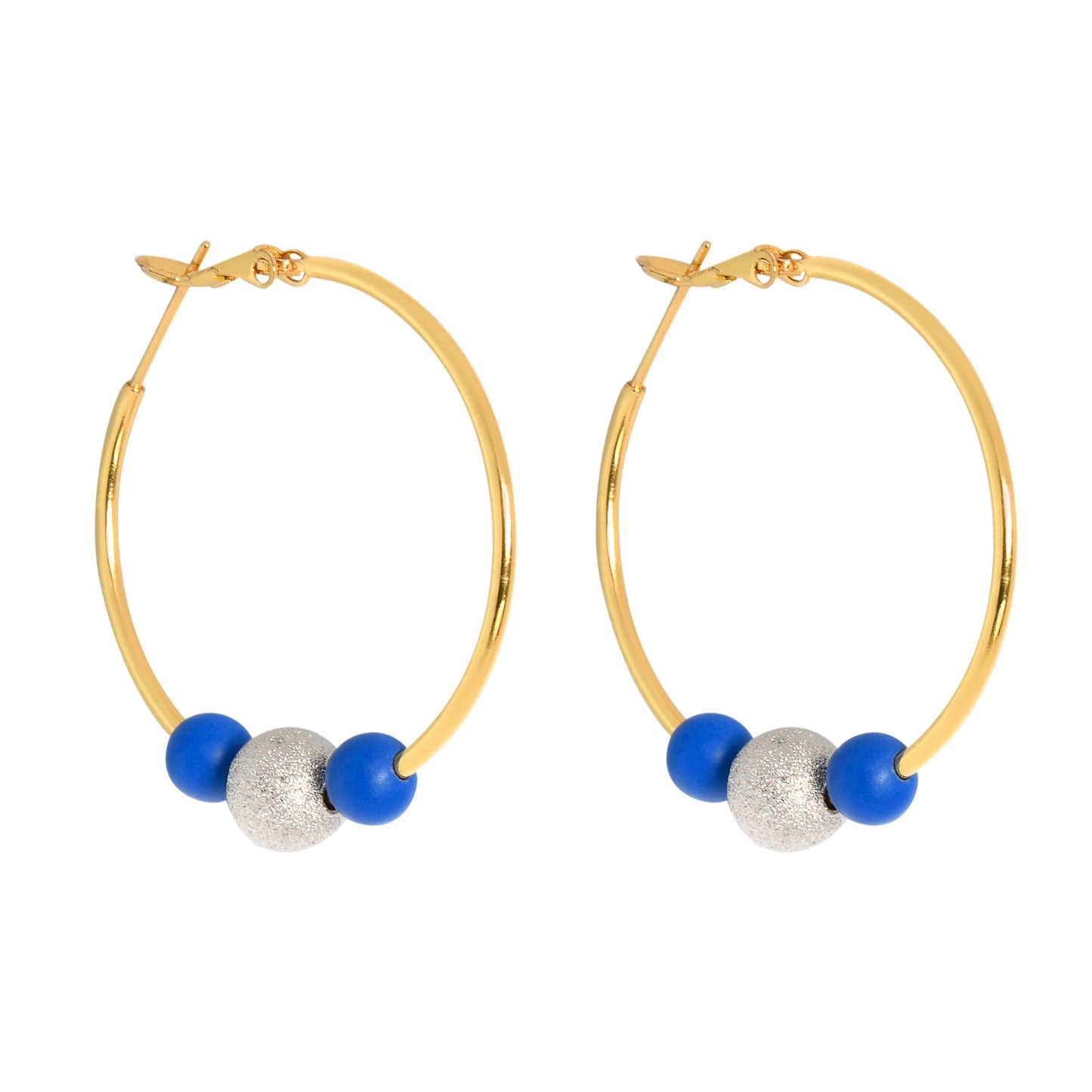 MEDIUM DISCO HOOPLA EARRINGS - BLUE/SILVER Cockatoo
