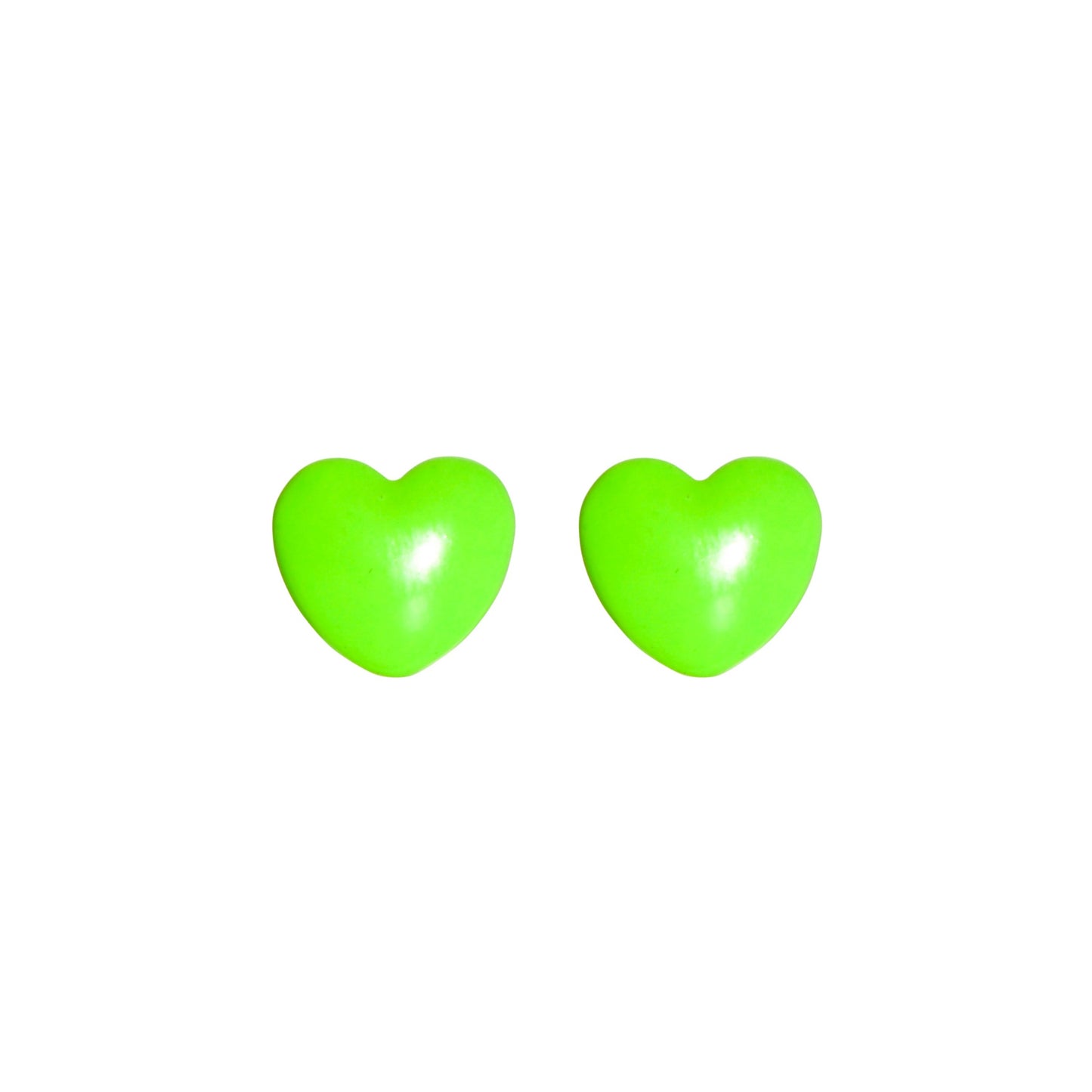 NEON GREEN HEART STUDS