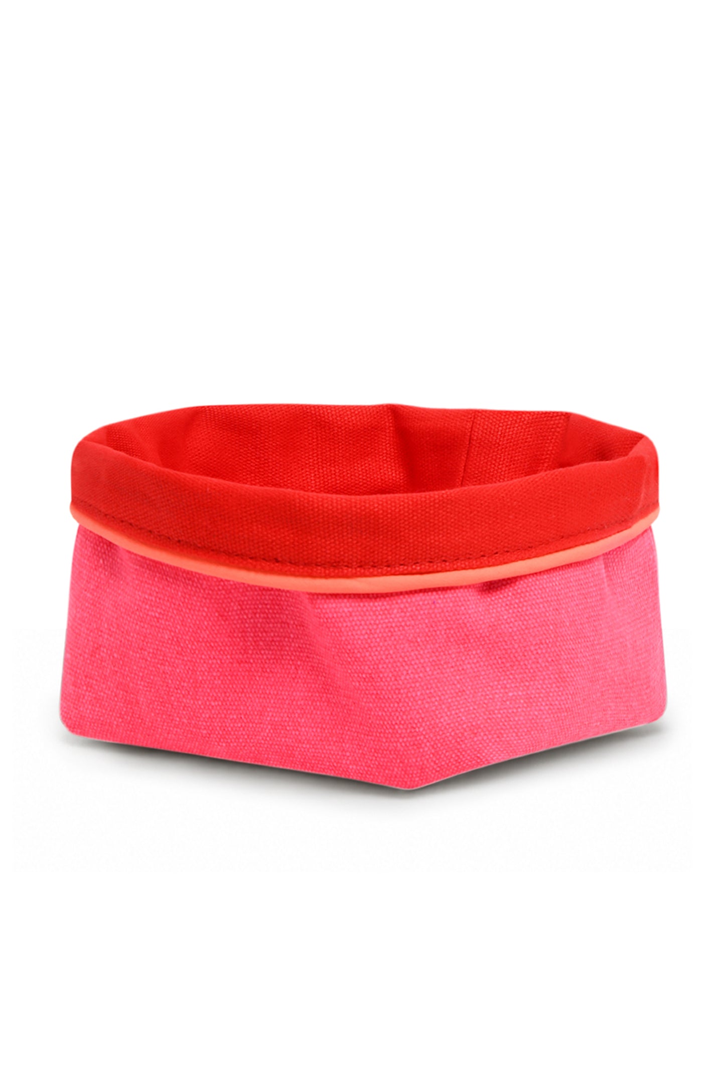 REVERSIBLE OLIVE FABRIC STORAGE POT | PINK/RED