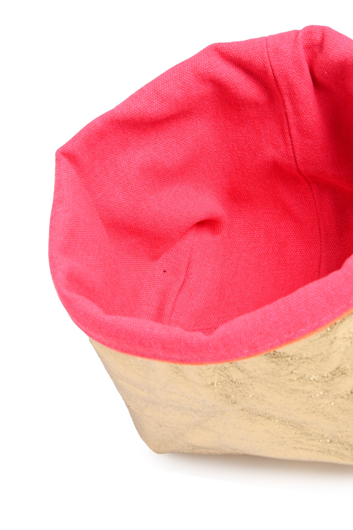 REVERSIBLE OLIVE FABRIC STORAGE POT | PINK/GOLD Cockatoo