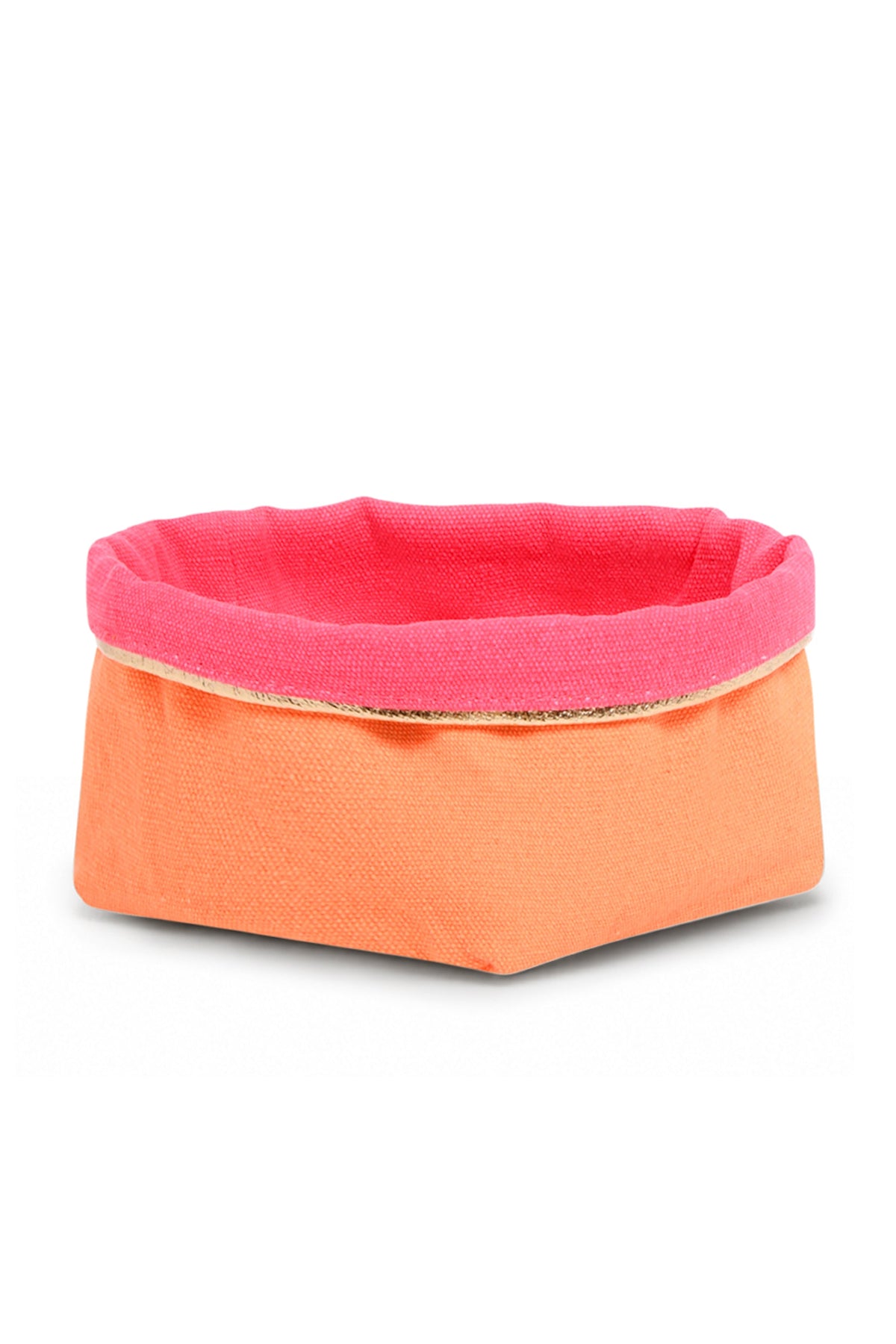 REVERSIBLE OLIVE FABRIC STORAGE POT | PINK/ORANGE Cockatoo