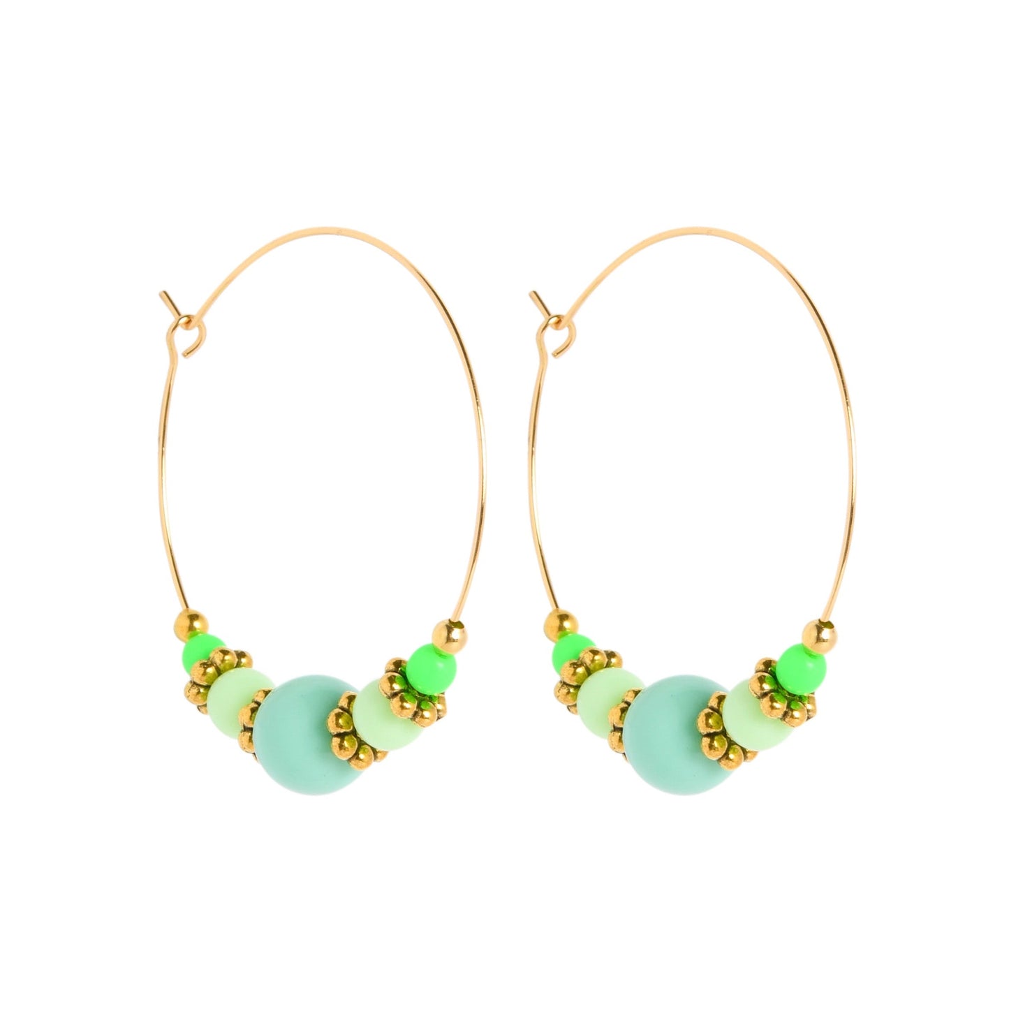 HALF BEADED CIRQUE HOOPS - TURQUOISE Cockatoo