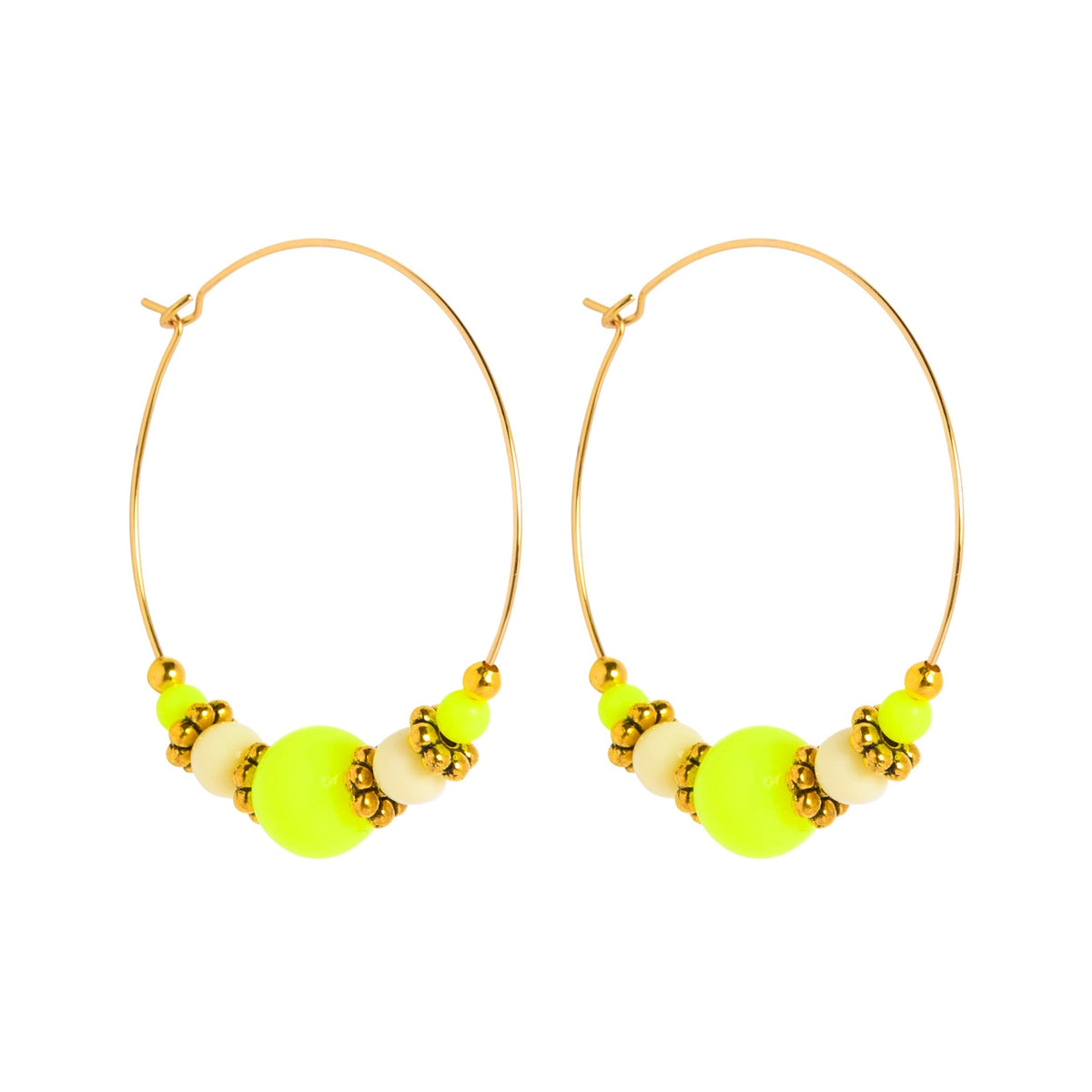 HALF BEADED CIRQUE HOOPS - YELLOW Cockatoo