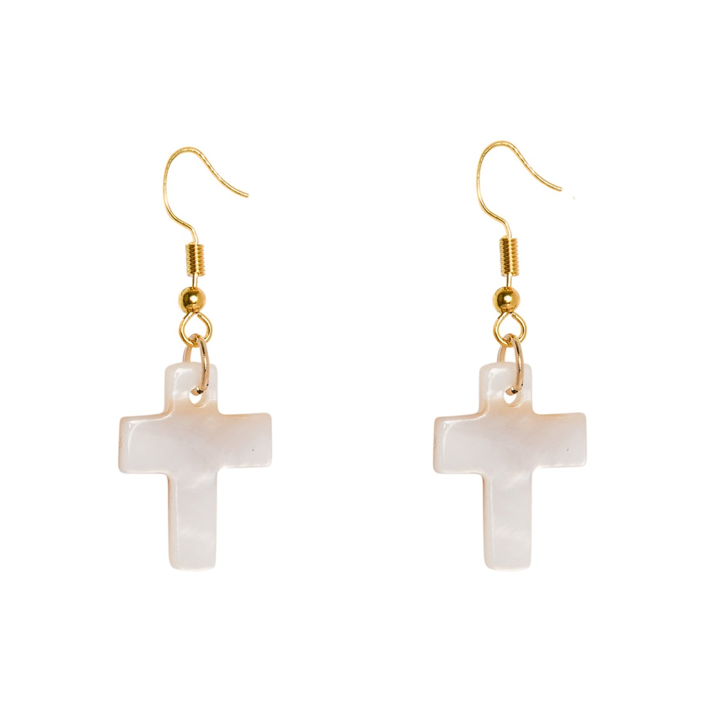NATURAL SHELL CROSS EARRINGS