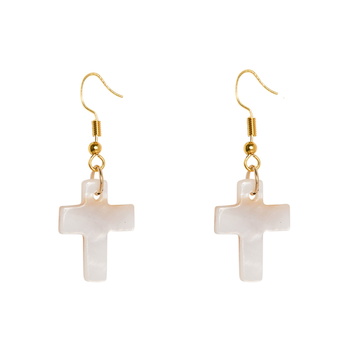 NATURAL SHELL CROSS EARRINGS Cockatoo