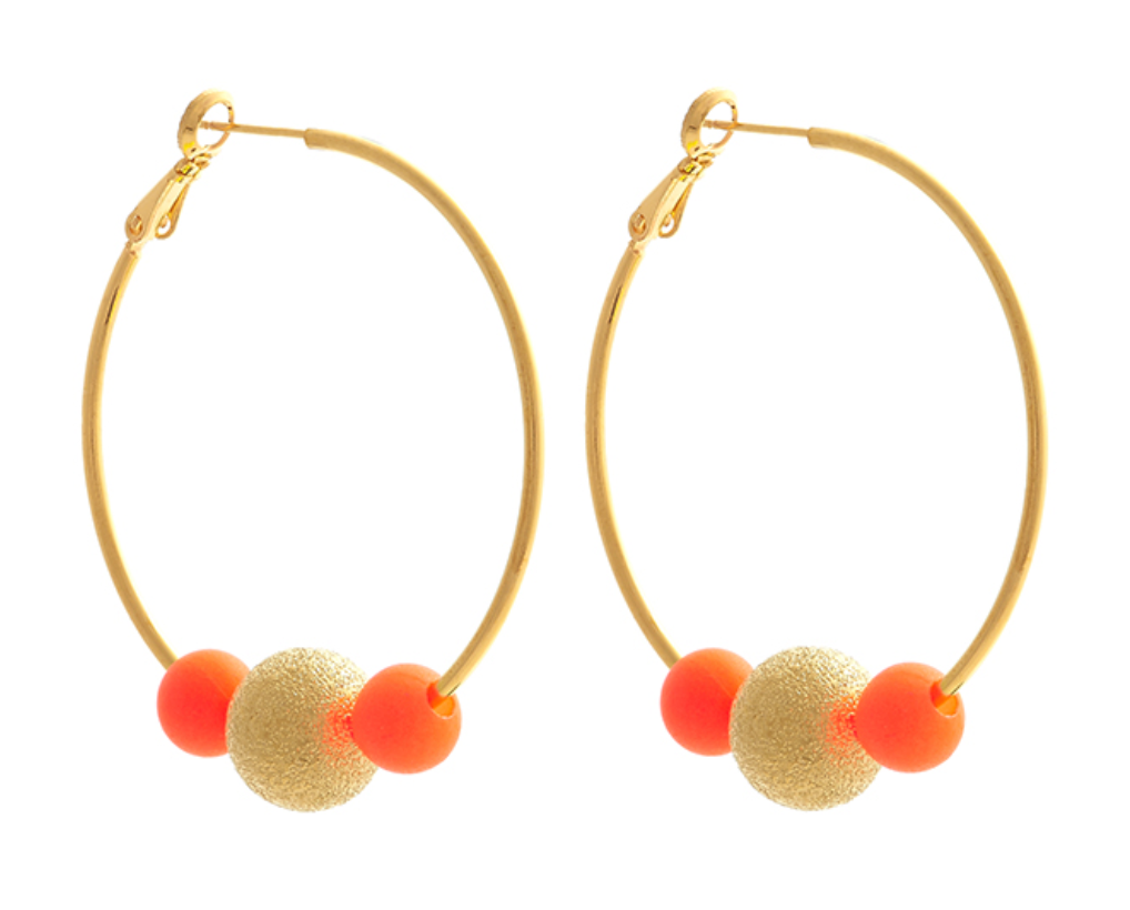 MEDIUM DISCO HOOPLA EARRINGS - ORANGE - Cockatoo