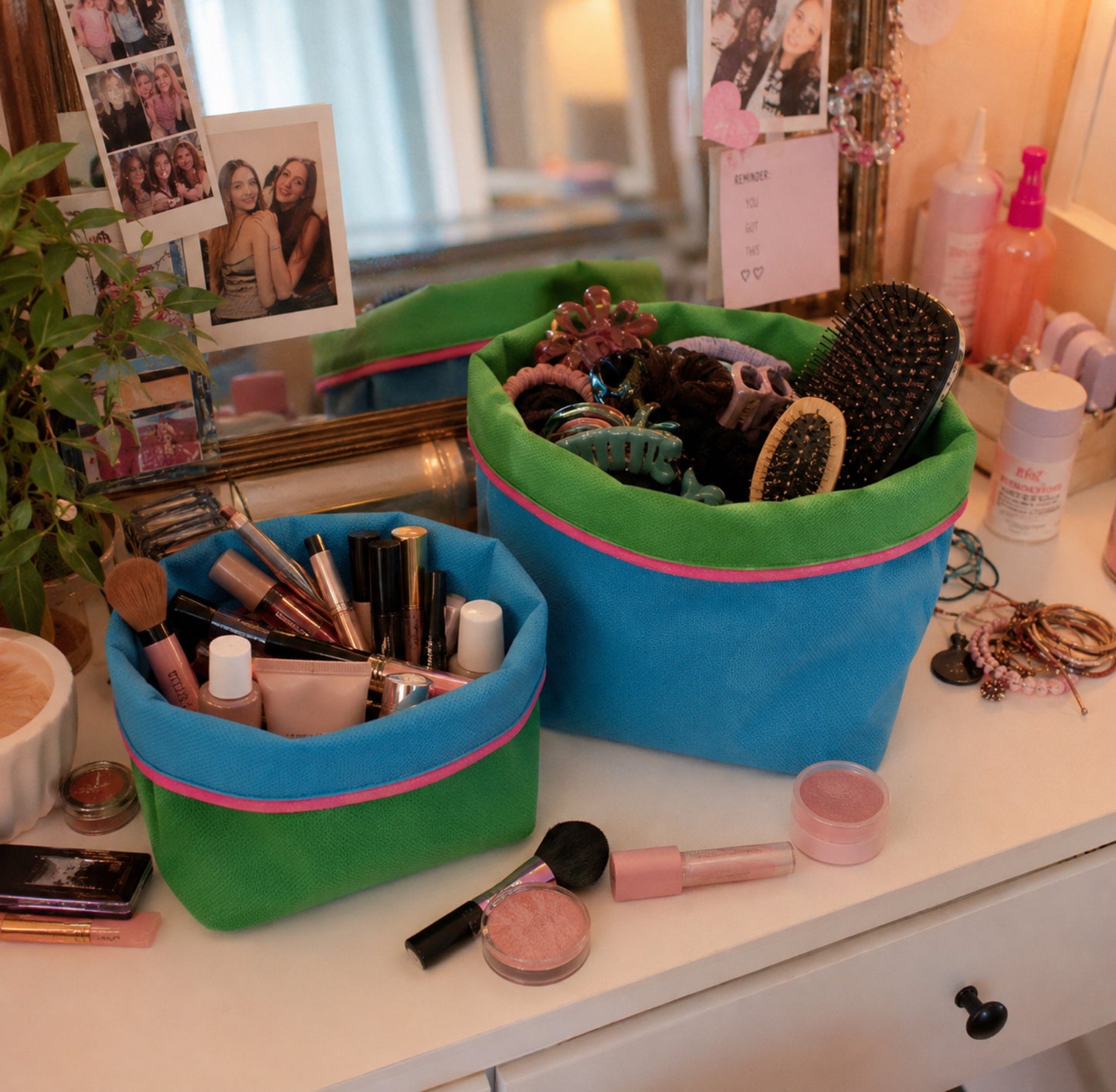 REVERSIBLE STORAGE POT | GREEN/TURQUOISE
