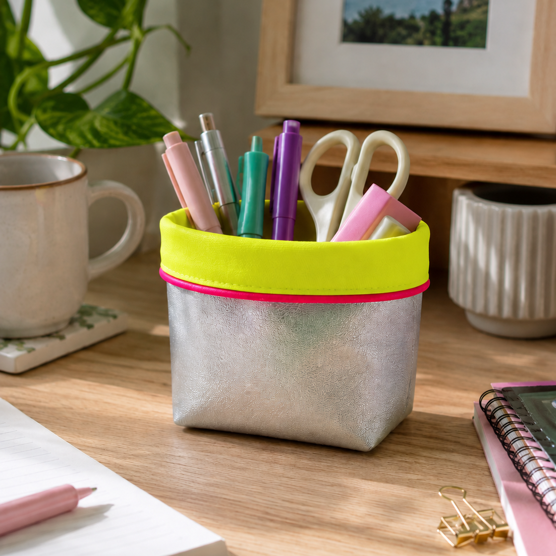 REVERSIBLE STORAGE POT | SILVER/YELLOW
