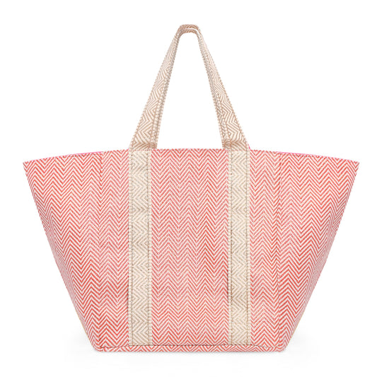 RED & GOLD ZIG ZAG BEACH BAG