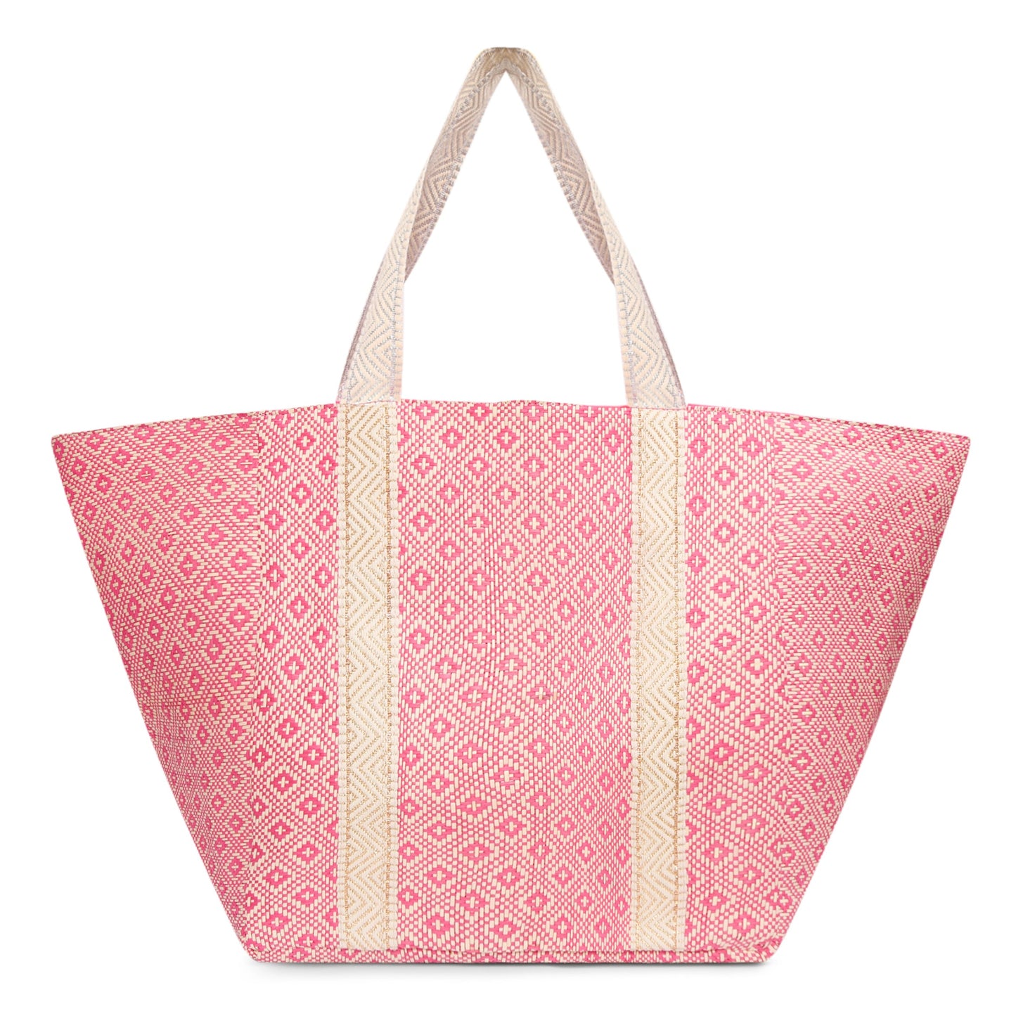 DIAMOND WEAVE BEACH BAG - PINK