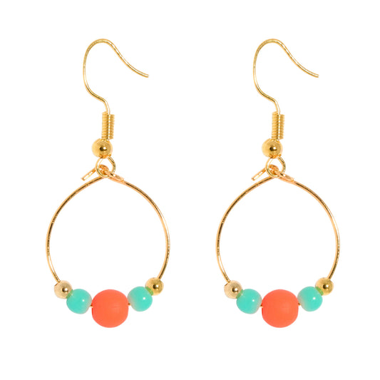 BOPPER EARRINGS - ORANGE/AQUA