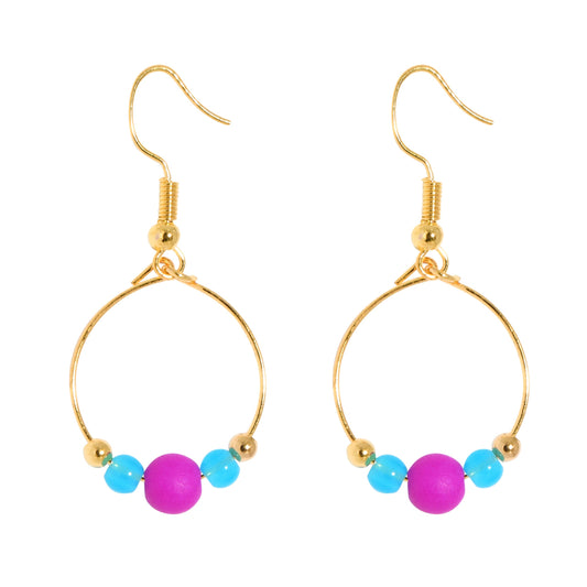 BOPPER EARRINGS - PURPLE/TURQUOISE