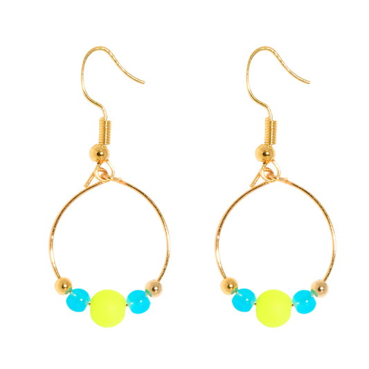 BOPPER EARRINGS - YELLOW/TURQUOISE