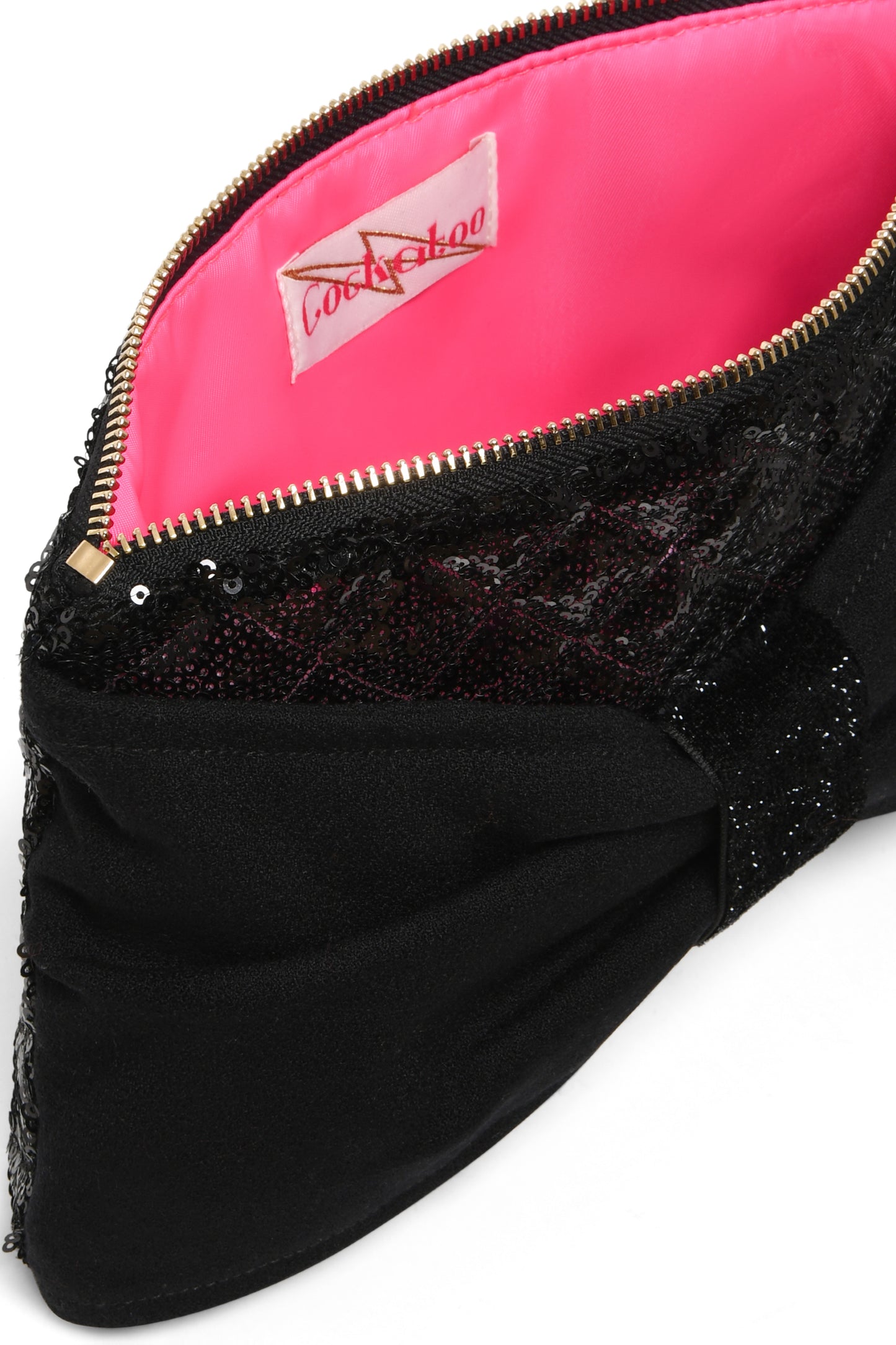 BLACK CREPE/SEQUIN BOW CLUTCH