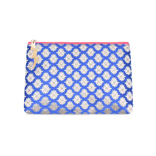 BLUE FLOWER CLUTCH BAG