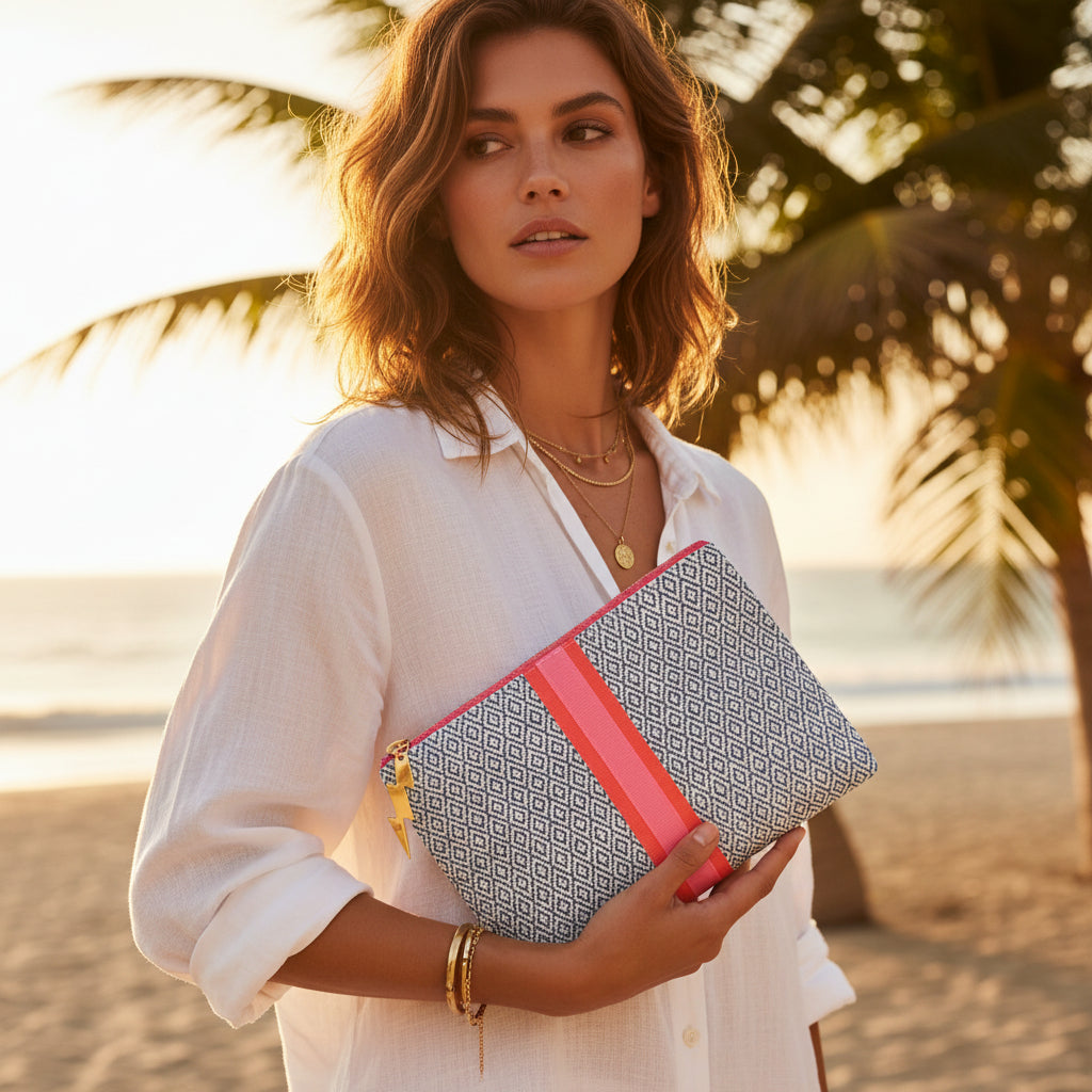 BLUE DIAMOND CLUTCH with PINK